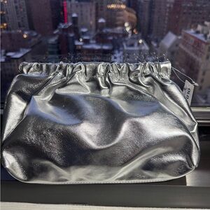 Silver metallic clutch